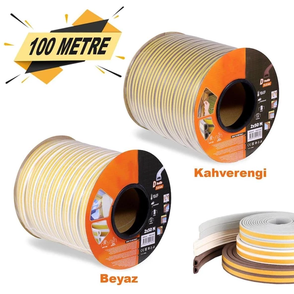Kapı Pencere Bandı Fitili Yapışkanlı Soğuk İzolasyon 50x2=100 Mt ürün görseli 1