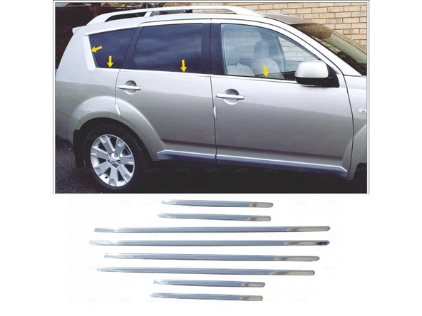 Mitsubishi Outlander Krom Cam Çıtası 8 prç. 2006-2012 P. Çelik ürün görseli 1