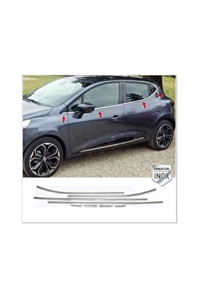 Renault Clio 4 HB Krom Cam Çıtası 8 Parça 2012-2018 Arası P.Çelik ürün görseli 1