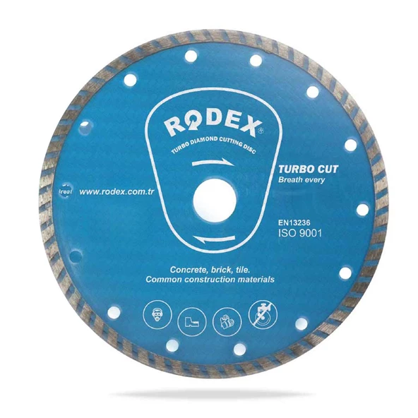 Rodex Ultra Slım Turbo Elmas 180 mm Testere Tuğla Granit Mermer Kesme Kesici Diski ürün görseli 1