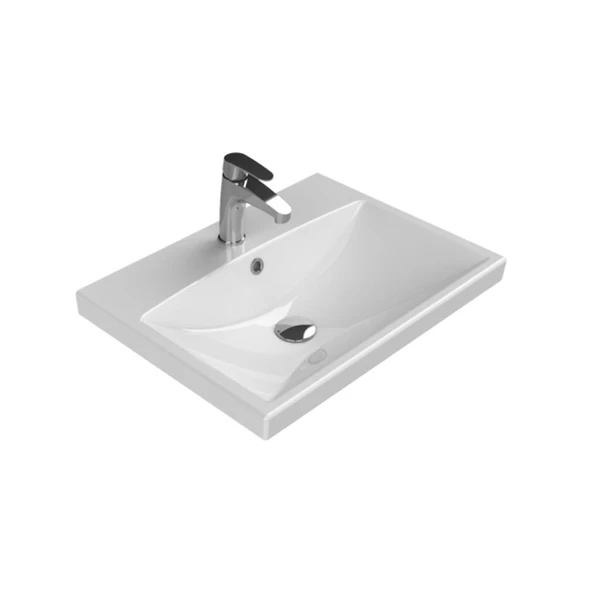 Turkuaz Cerastyle Elite Etajer Uyumlu Damlalıklı Lavabo 60*45 cm ürün görseli 1