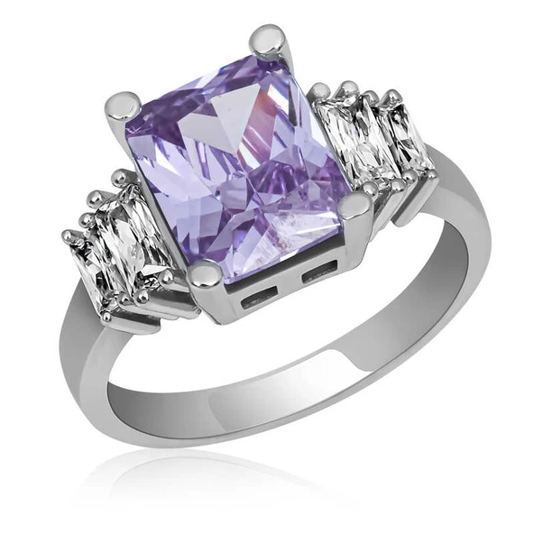Gümüş Lila Baget Taşlı Bayan Yüzük ürün görseli 1