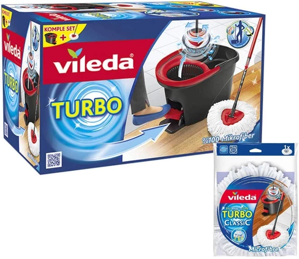 Vileda Turbo Pedallı Temizlik Seti + Yedek Mop ürün görseli 1
