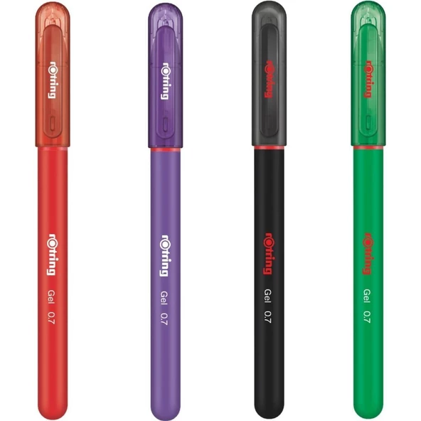 Rotring Jel Mürekkepli Tükenmez Kalem Kırmızı-Mor-Siyah-Yeşil ürün görseli 1