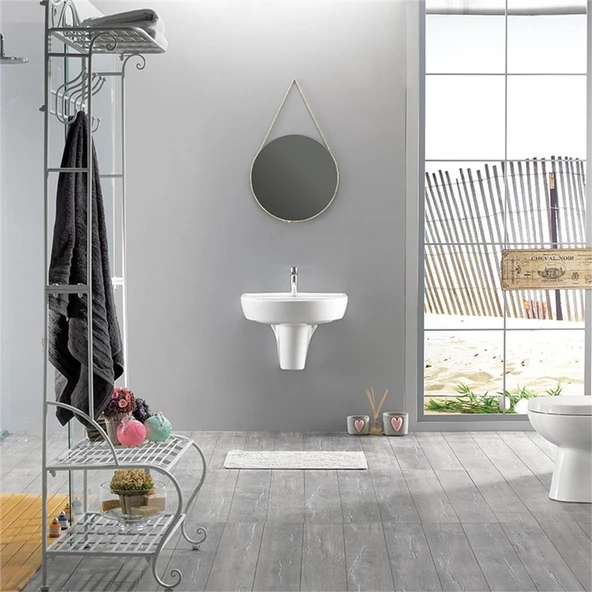 Turkuaz Bella Banyo Lavabo 45x55 cm (Bella Yarım Ayaklı) ürün görseli 1