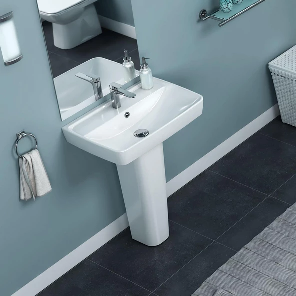 Turkuaz Cerastyle Duru Lavabo 50*40 cm ve Noura Uzun Ayak ürün görseli 1
