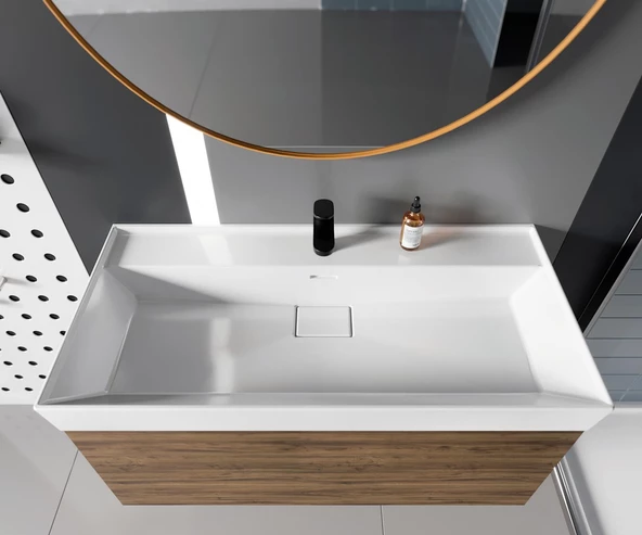 Turkuaz Cerastyle Sharp Etajer Uyumlu Lavabo Damlalıklı 60x48 Cm ürün görseli 1