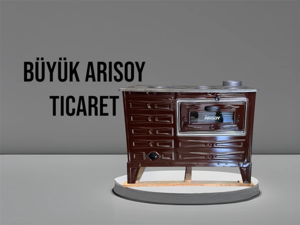 Önem Arısoy Kahverengi Emaye Kuzine Soba Uyuyan Odun Kömür Sobası ürün görseli 1
