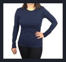Lacivert Uzun Kollu Kadın T-shirt ürün görseli 1