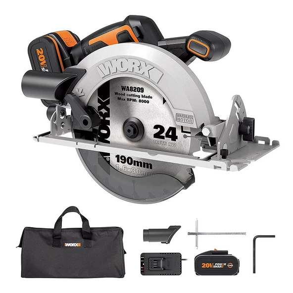 Worx Wx520 20Volt 4.0Ah. Li-İon Kömürsüz Profesyonel Daire Testere ürün görseli 1