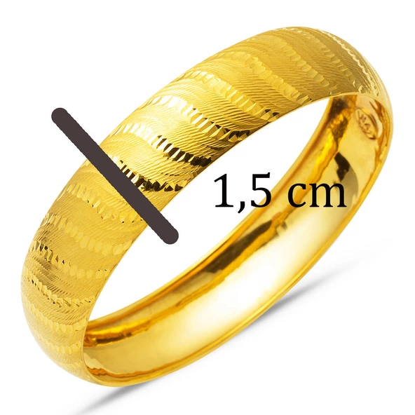 15 mm Enli 8 Ayar Altın Bilezik - Resim 6
