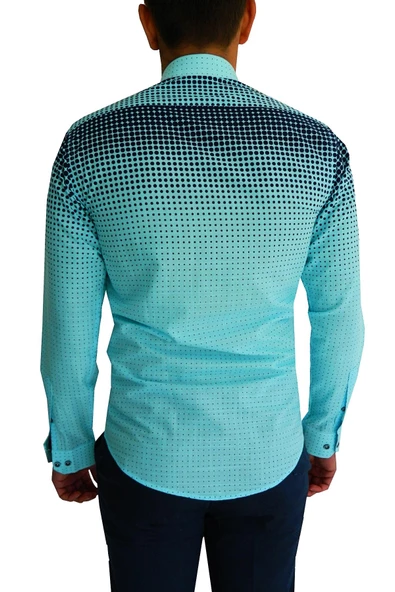 Erkek Silim Fit Puantiyeli Gömlek BGL-ST00992 - Resim 9