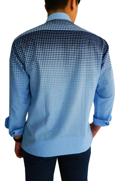 Erkek Silim Fit Puantiyeli Gömlek BGL-ST00992 - Resim 8