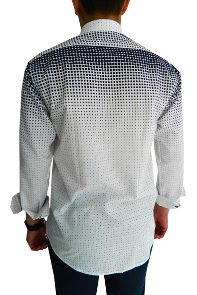 Erkek Silim Fit Puantiyeli Gömlek BGL-ST00992 - Resim 10