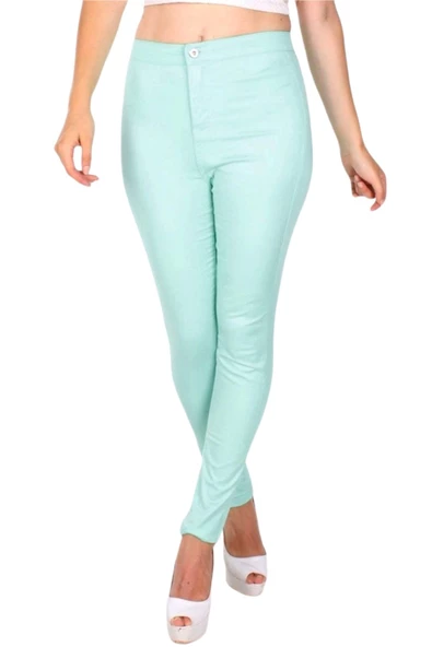 Kadın Kanvas Dar Paça Pantolon Mint Yeşili 239-004668-1200 ürün görseli 1