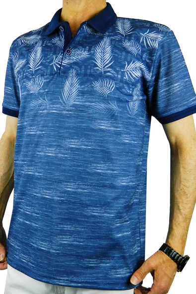 ÇİZGİ TRİKO ERKEK POLO YAKA PALMİYE TSHİRT 3514 ürün görseli 1