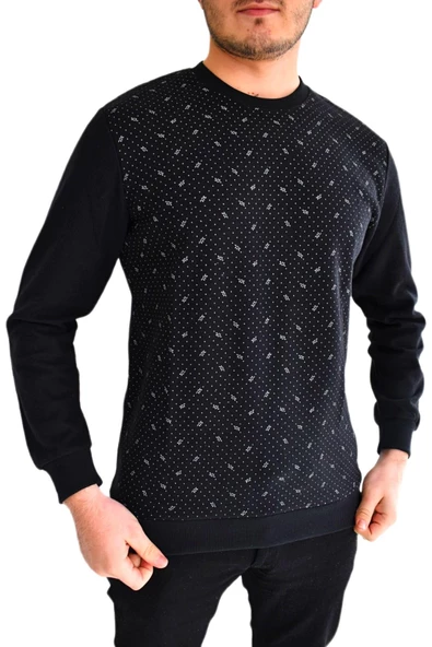 Erkek Sıfır Yaka Sweat Yaprak Desenli BGL-ST01705 ürün görseli 1