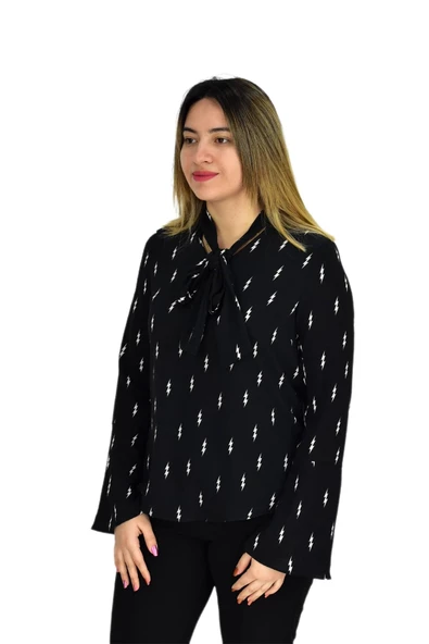 Kadın Yeşil Desenli Bluz BGL-ST00592 - Resim 4