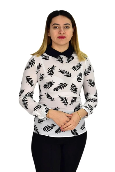 Kadın Krep Yaprak Bluz SM3018 ürün görseli 1