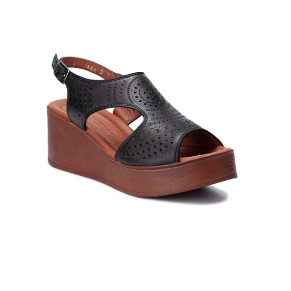 VENÜS 2113604Y DOLGU TOPUK COMFORT DERİ KADIN SANDALET ürün görseli 1