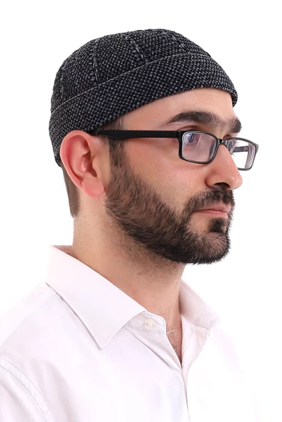 Füme Katlamalı Çift Renk Kışlık Kadife Takke ürün görseli 1