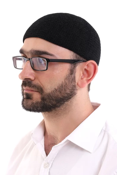 Kışlık Kadife Takke Düz Desen - Siyah ürün görseli 1