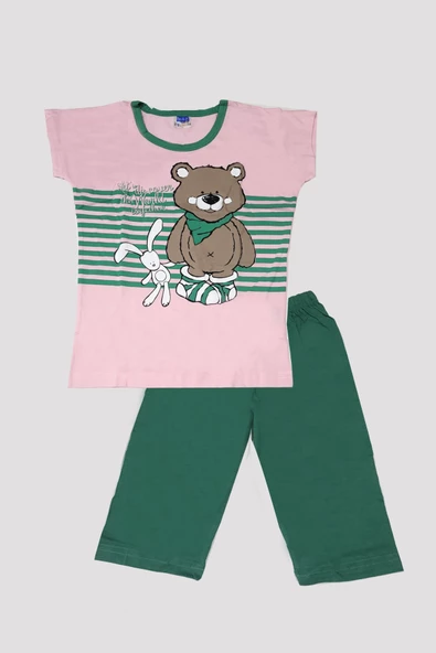 Kız Çocuk Ayıcık Desenli Alt Üst Pijama Takımı  ürün görseli 1
