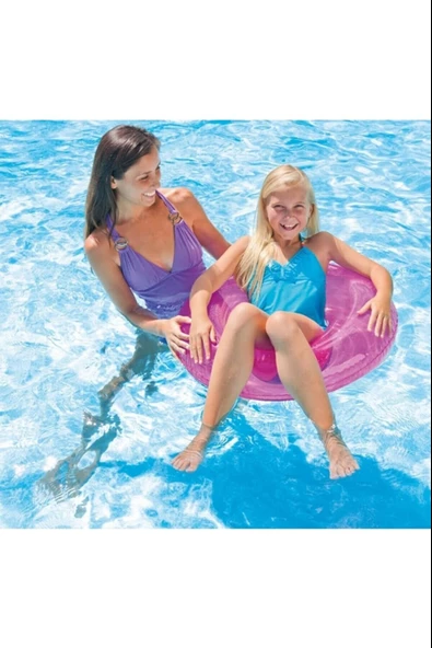 Şeffaf Jumbo Şişme Simit 76 Cm  Pembe ürün görseli 1
