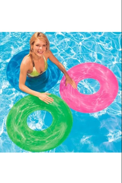 Şeffaf Jumbo Şişme Simit 76 Cm  Mavi - Resim 4