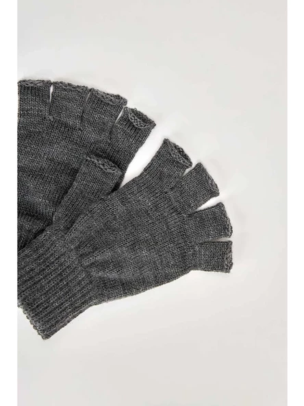 Antrasit Unisex Triko Kesik Eldiven  Antrasit Tek Ebat - Resim 4