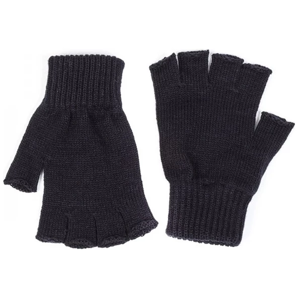 Antrasit Unisex Triko Kesik Eldiven  Siyah Tek Ebat - Resim 2