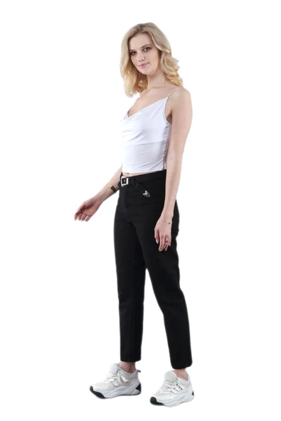 Kadın Siyah Mom Reaktif Kot Pantolon BGL-ST02252 ürün görseli 1