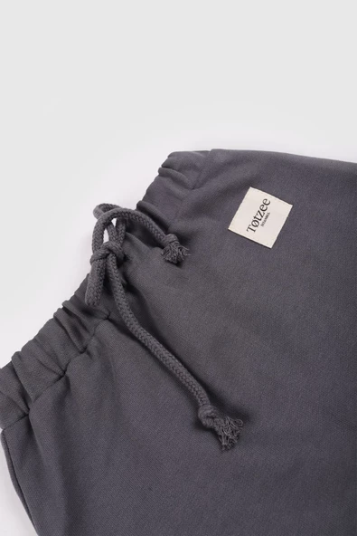 Bağcıklı Basic Pantolon Antrasit Gri - Resim 3