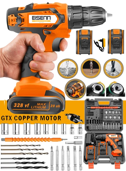 Eisenn Alman Teknoloji TECH Series 45 Kademe Torq 328 Wf 20 Ah Çift Akülü Seri Vidalama Matkap  Uç Set Hediyeli ürün görseli 1