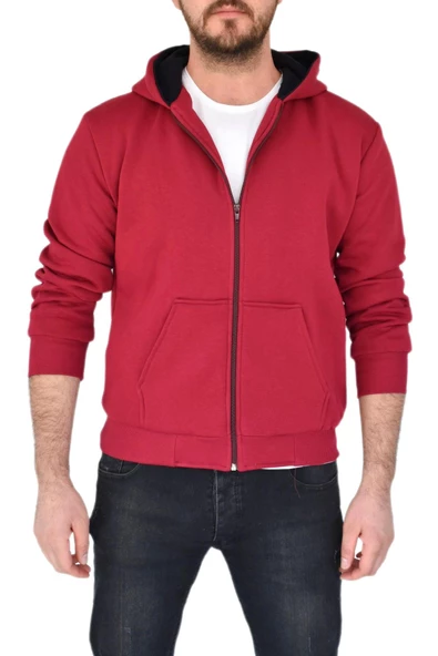 Erkek Bordo Kapüşonlu Sweat KLM001 - Resim 3