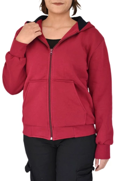 Kadın Bordo Kapüşonlu Sweat KLM001 BGL-ST02290 ürün görseli 1