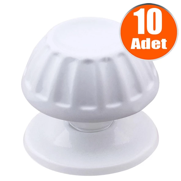 Papatya Kapı Tokmağı Kapı Topuzu Babası Kolu Beyaz Metal Tokmak (10 ADET) ürün görseli 1