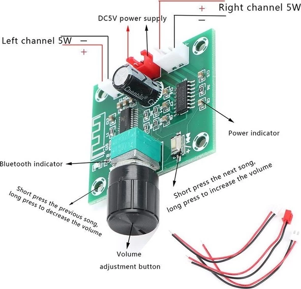 XH-A158 Bluetooth 5.0 Kablosuz Hoparlör Amplifikatör Kartı Dıy 5W * 2 PAM8403 ürün görseli 1