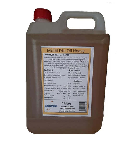 AÇIK-MOBİL DTE OİL HEAVY ISO VG 100 - 5 LİTRE ürün görseli 1