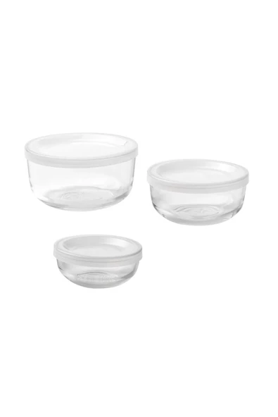 IKEA Bestamma Cam Saklama Kabı Seti - 3 Lü Set - Yuvarlak ürün görseli 1