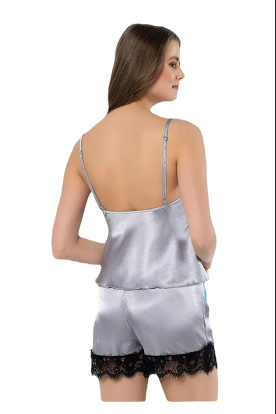 FAAL DEGAJE YAKA SATEN ŞORT TAKIM 3101 - Resim 3