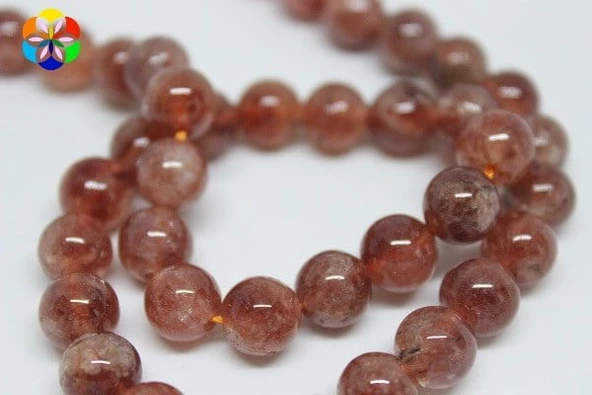 Çilek Kuvars Taşı YARIM Dizi 8mm (18cm uzunluğundadır) ürün görseli 1