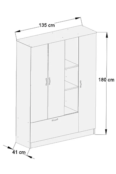 AEKA Ae-1058 Melisa 4 Kapılı Gardırop - Resim 3