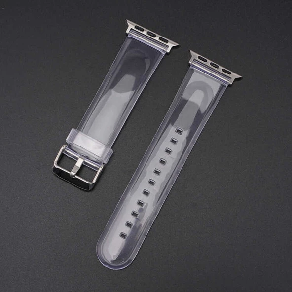 ​​​Apple Watch 44mm KRD-13 Şeffaf Silikon Kordon - Resim 6