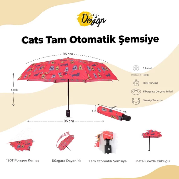 Biggdesign Cats Tam Otomatik Şemsiye - Resim 9