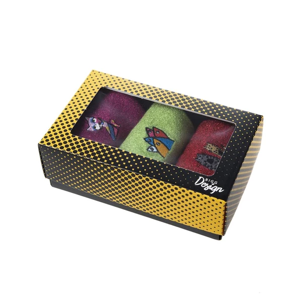 Biggdesign Simli Kadın 3'lü Kısa Soket Çorap Seti - Resim 4