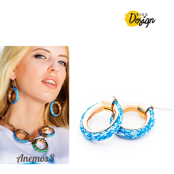 Anemoss Mavi Bronz Küpe - Resim 7