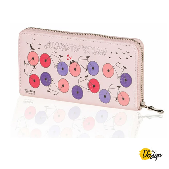 Biggdesign Enjoy Istanbul Bisiklet Cüzdan Pembe - Resim 6