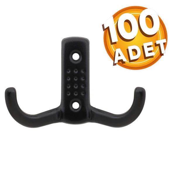 Askı Noktalı Elbise Vestiyer Duvar Askısı Dolap Elbise Askılığı Mat Siyah Metal Askı (100 ADET) ürün görseli 1