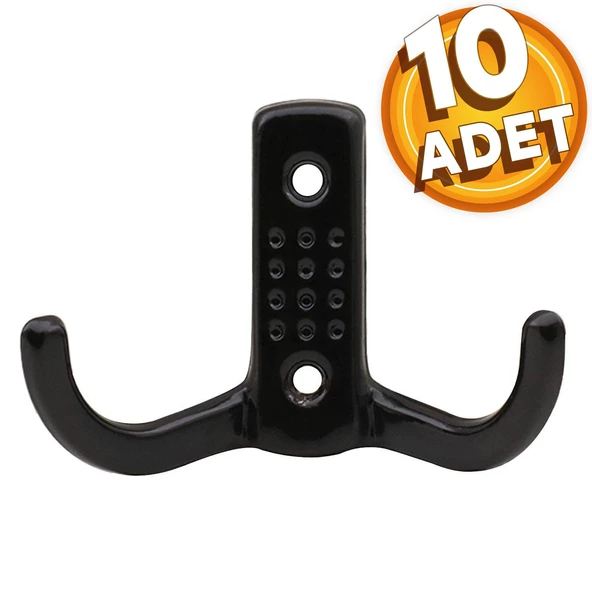 Askı Noktalı Elbise Vestiyer Duvar Askısı Dolap Elbise Askılığı Siyah Metal Askı (10 ADET) ürün görseli 1